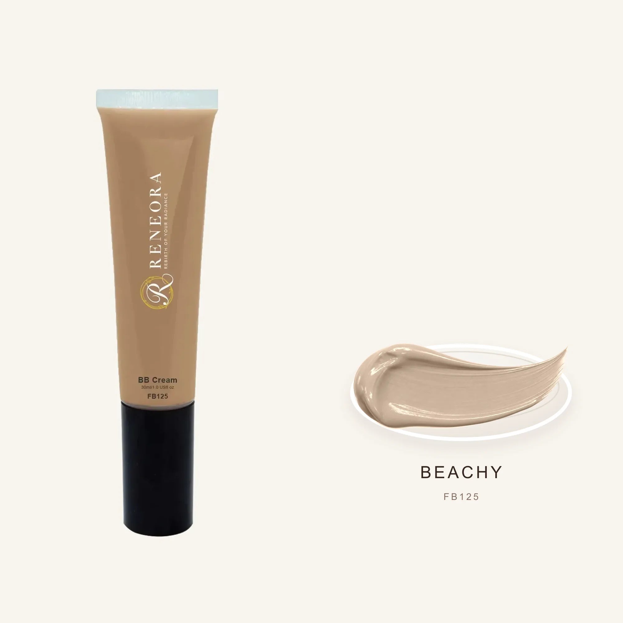 BB Cream Beachy FB125 product and real cream texture