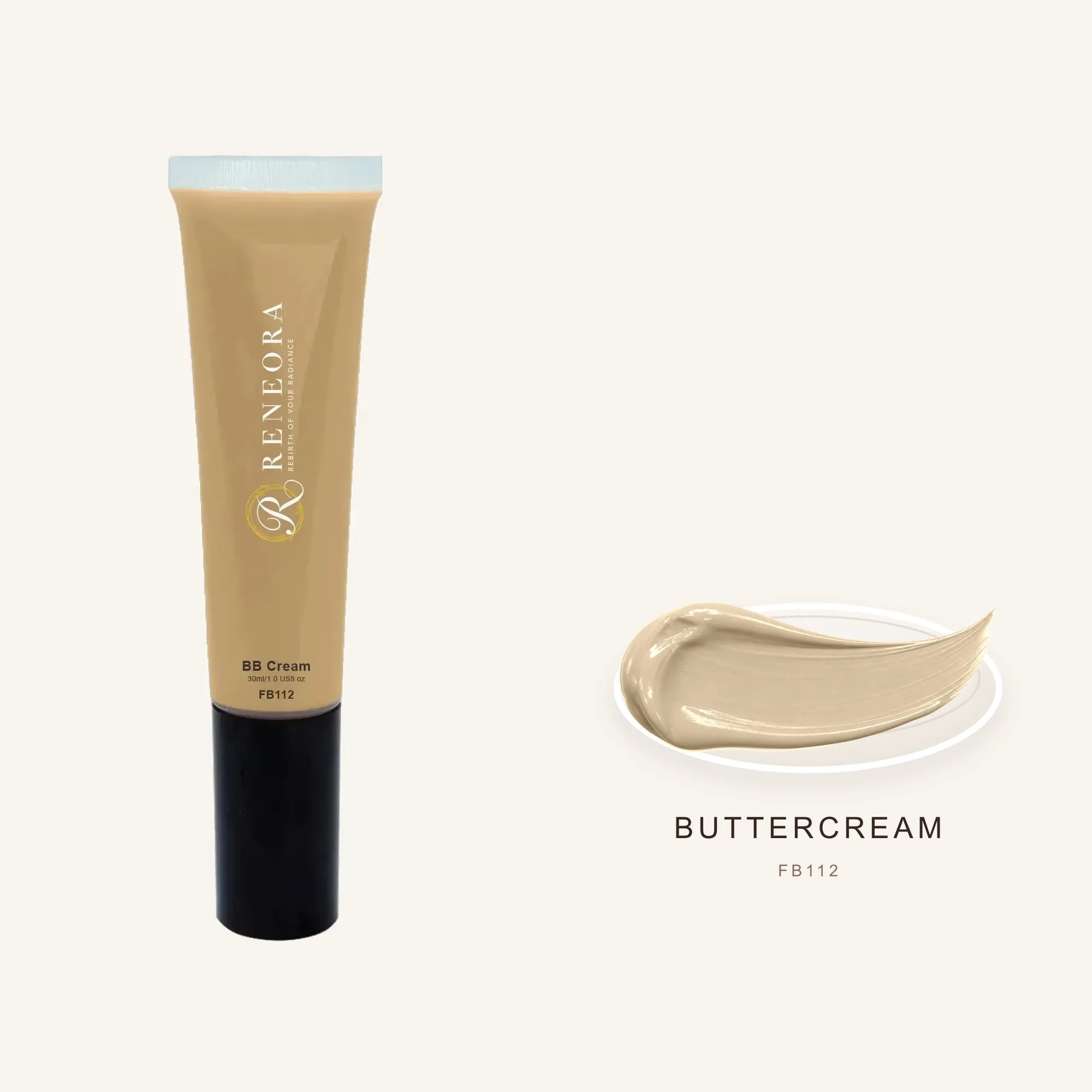 BB Cream Buttercream FB112 product and real cream texture