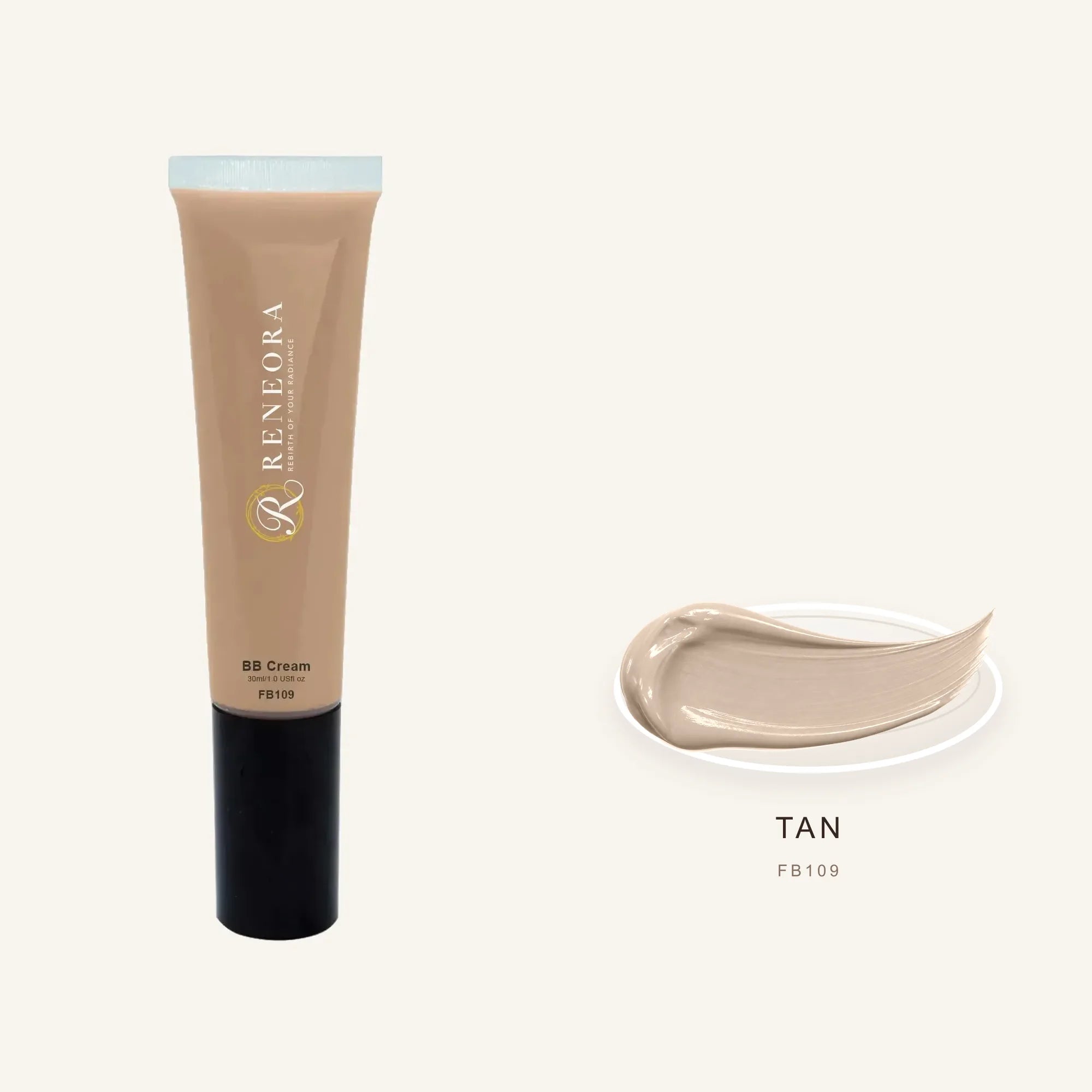 BB Cream Tan FB109 product and real cream texture