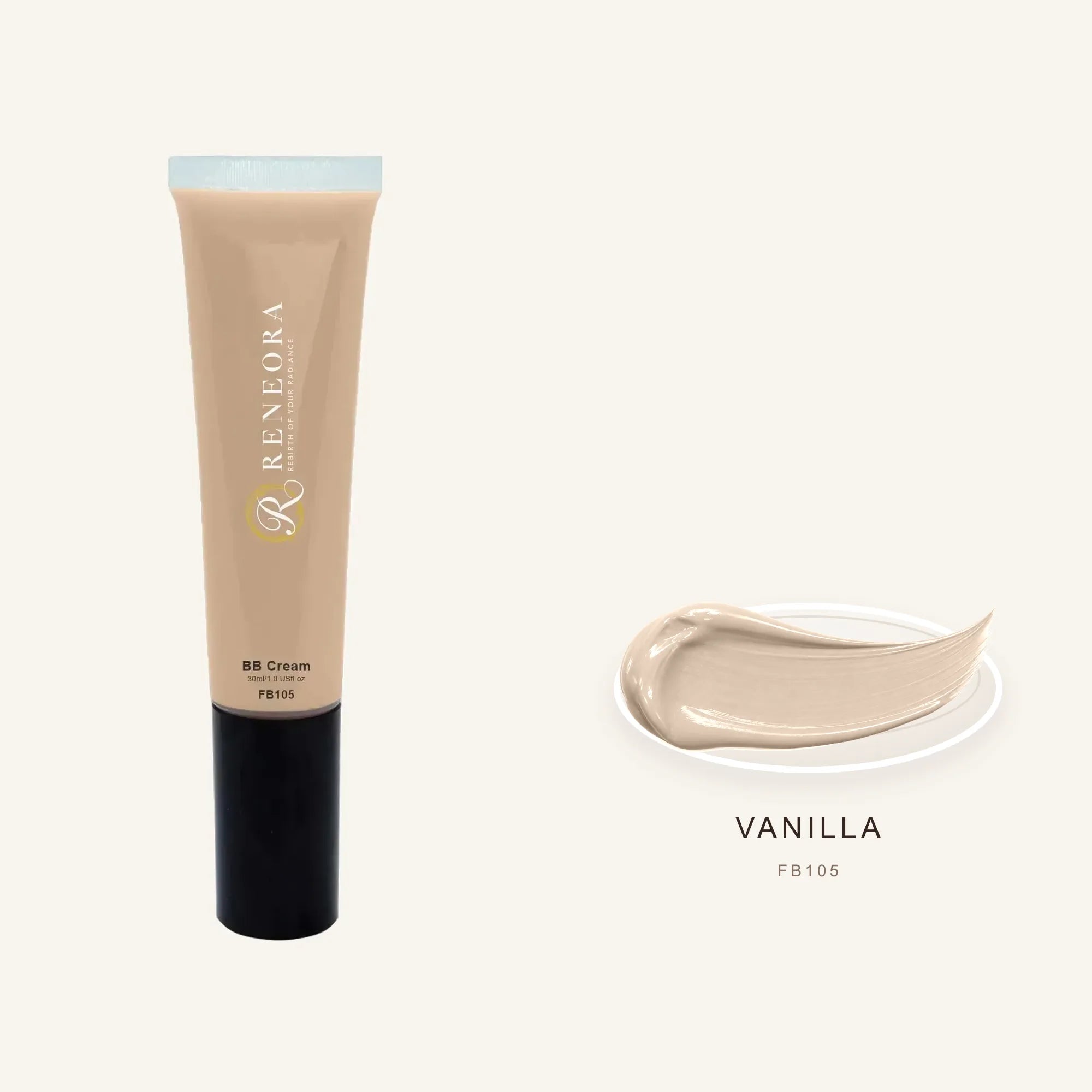 BB Cream Vanilla FB105 product and real cream texture