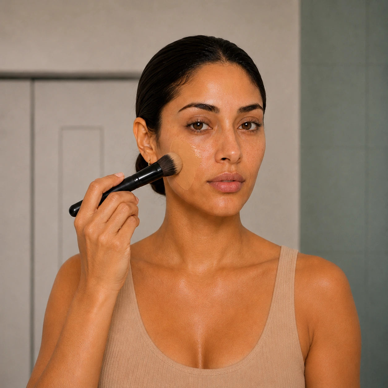 Foundation being applied to create an even-looking base
