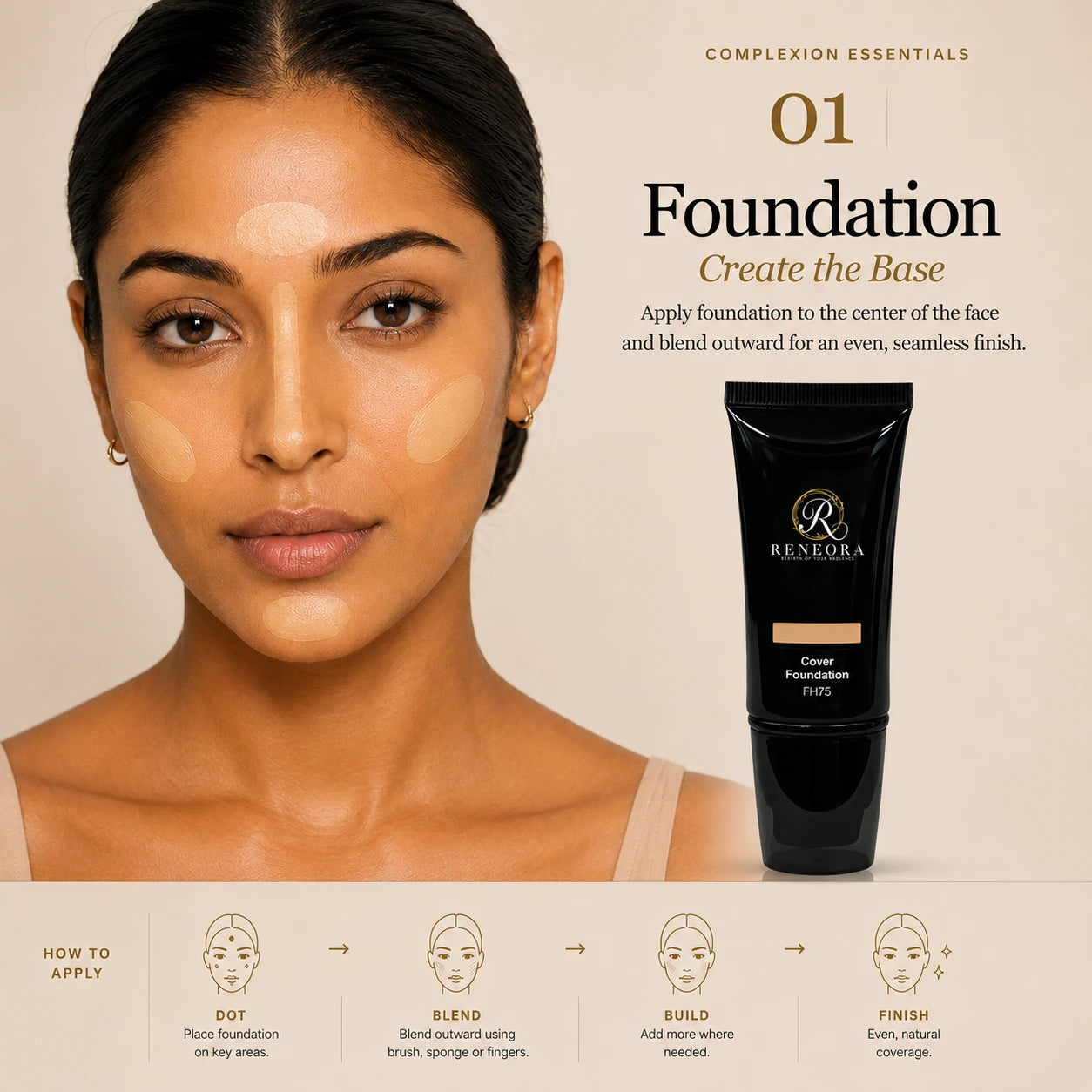 Foundation applied to create an even-looking base