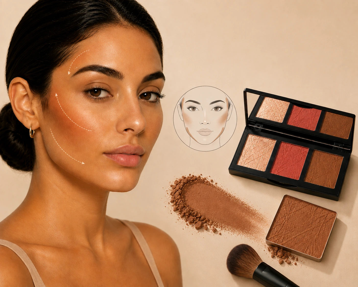 Bronzer being applied to add warmth and soft definition