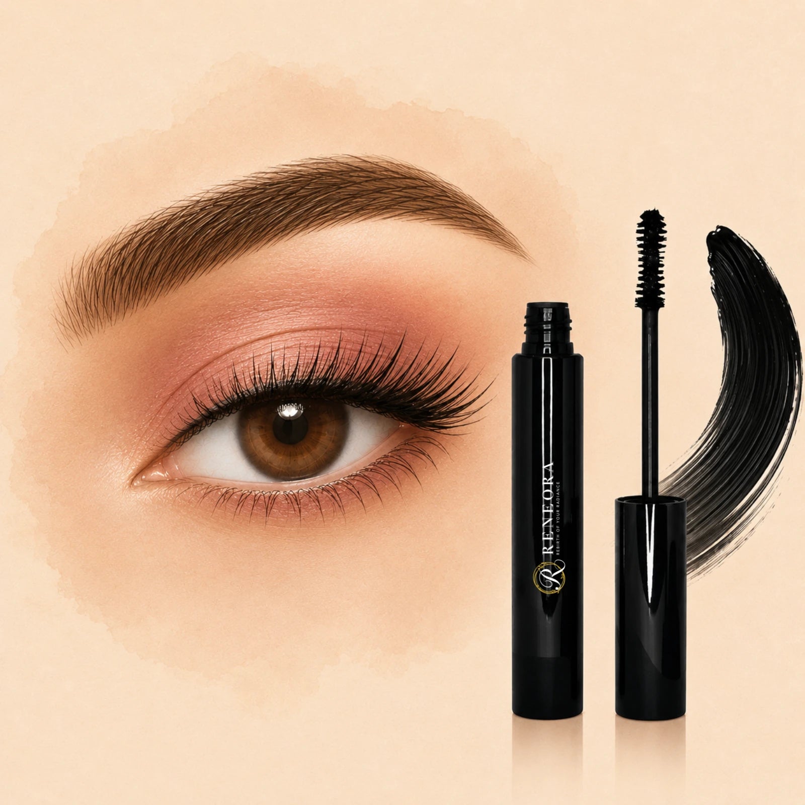 Mascara placement through the eyelashes