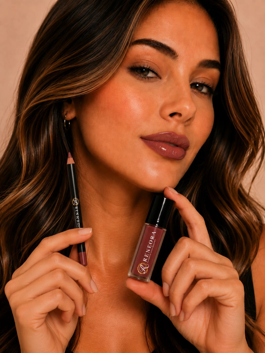 Reneora Soft Gloss lip layering look