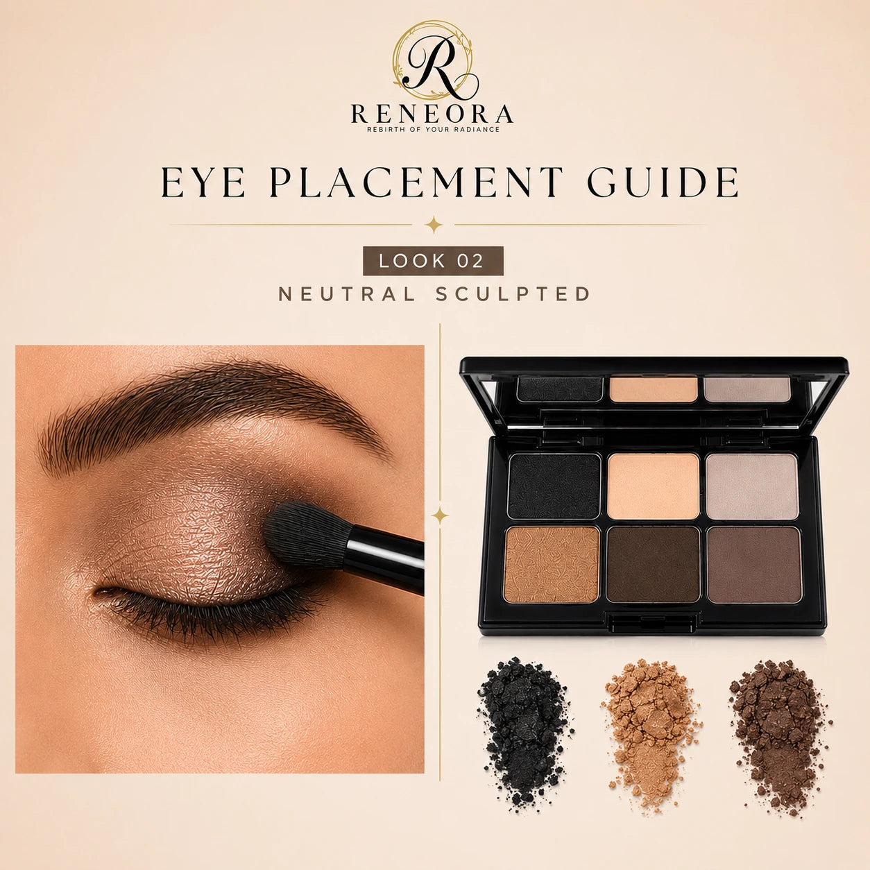 Eyeshadow placement through the eye crease