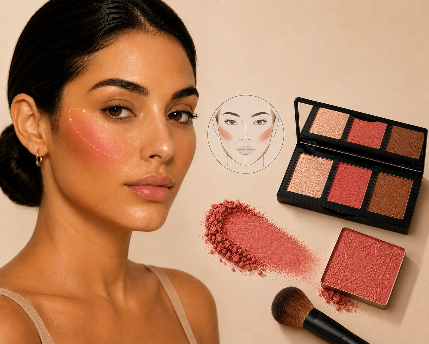 Blush being applied to the cheeks