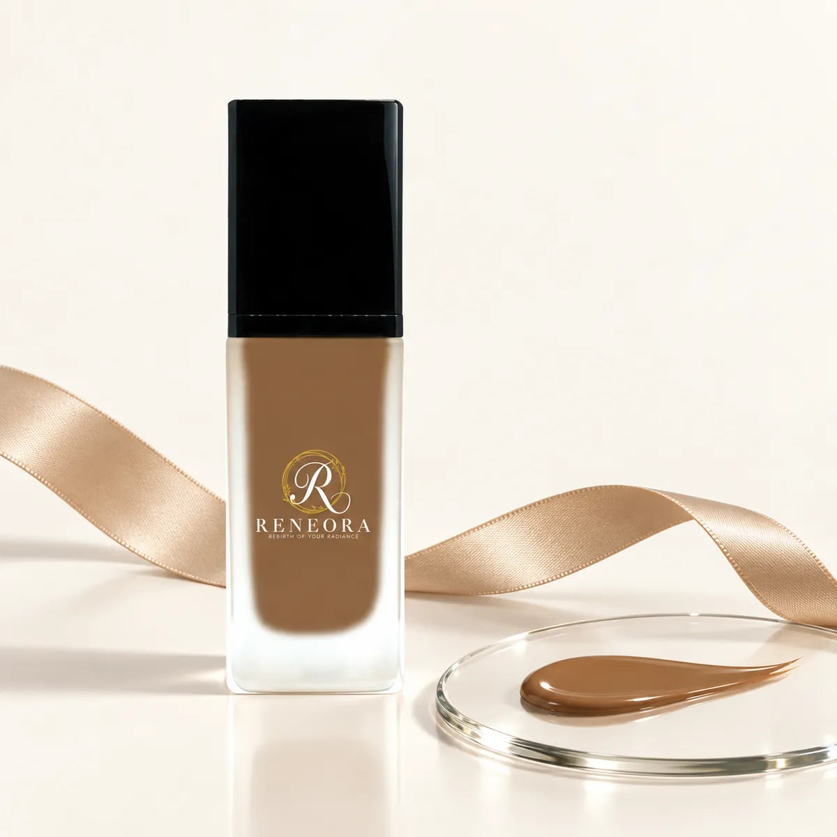 Foundation Brunette FK123 product and liquid texture
